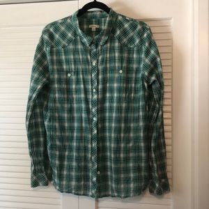 Teal and Black Button Down Shirt.